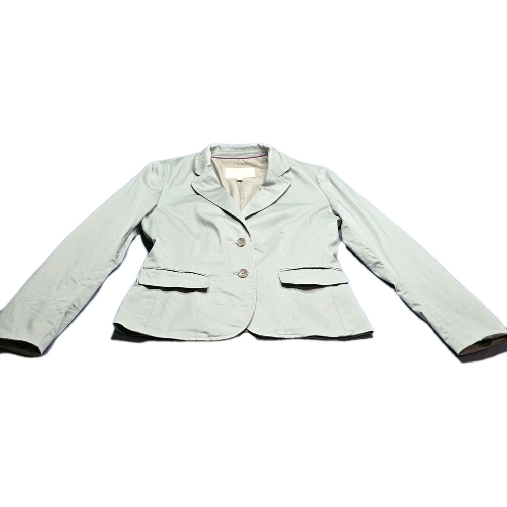 Banana Republic Blazer Womens S Gray Button Collared Pockets Long Sleeve Suit